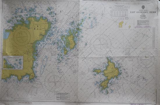 Four assorted nautical charts, South Coast of England and Channel Islands